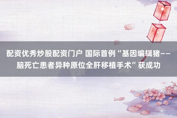 配资优秀炒股配资门户 国际首例“基因编辑猪——脑死亡患者异种原位全肝移植手术”获成功