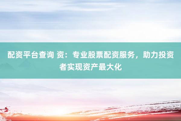 配资平台查询 资：专业股票配资服务，助力投资者实现资产最大化
