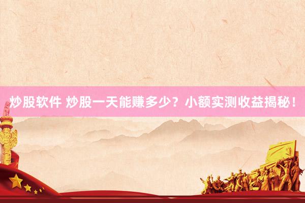 炒股软件 炒股一天能赚多少？小额实测收益揭秘！