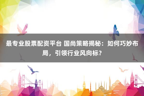 最专业股票配资平台 国尚策略揭秘：如何巧妙布局，引领行业风向标？