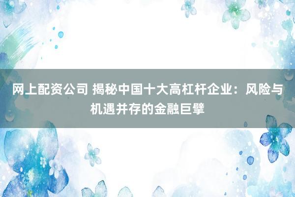 网上配资公司 揭秘中国十大高杠杆企业：风险与机遇并存的金融巨擘