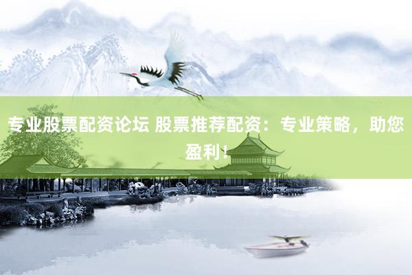 专业股票配资论坛 股票推荐配资：专业策略，助您盈利！