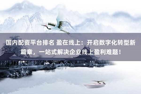国内配资平台排名 盈在线上：开启数字化转型新篇章，一站式解决企业线上盈利难题！
