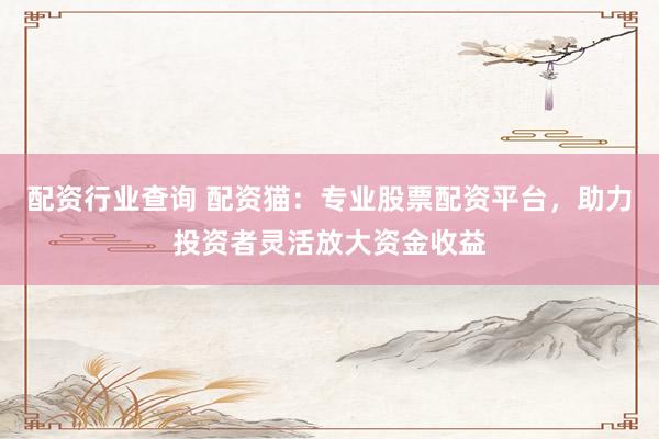 配资行业查询 配资猫：专业股票配资平台，助力投资者灵活放大资金收益