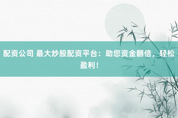 配资公司 最大炒股配资平台：助您资金翻倍，轻松盈利！