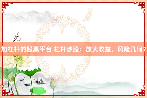 加杠杆的股票平台 杠杆炒股：放大收益，风险几何？