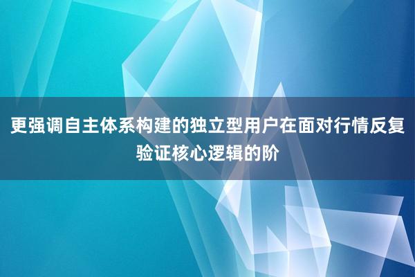 更强调自主体系构建的独立型用户在面对行情反复验证核心逻辑的阶