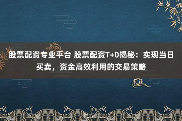 股票配资专业平台 股票配资T+0揭秘：实现当日买卖，资金高效利用的交易策略