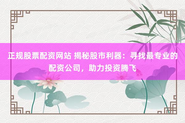 正规股票配资网站 揭秘股市利器：寻找最专业的配资公司，助力投资腾飞