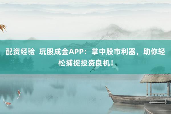 配资经验  玩股成金APP：掌中股市利器，助你轻松捕捉投资良机！